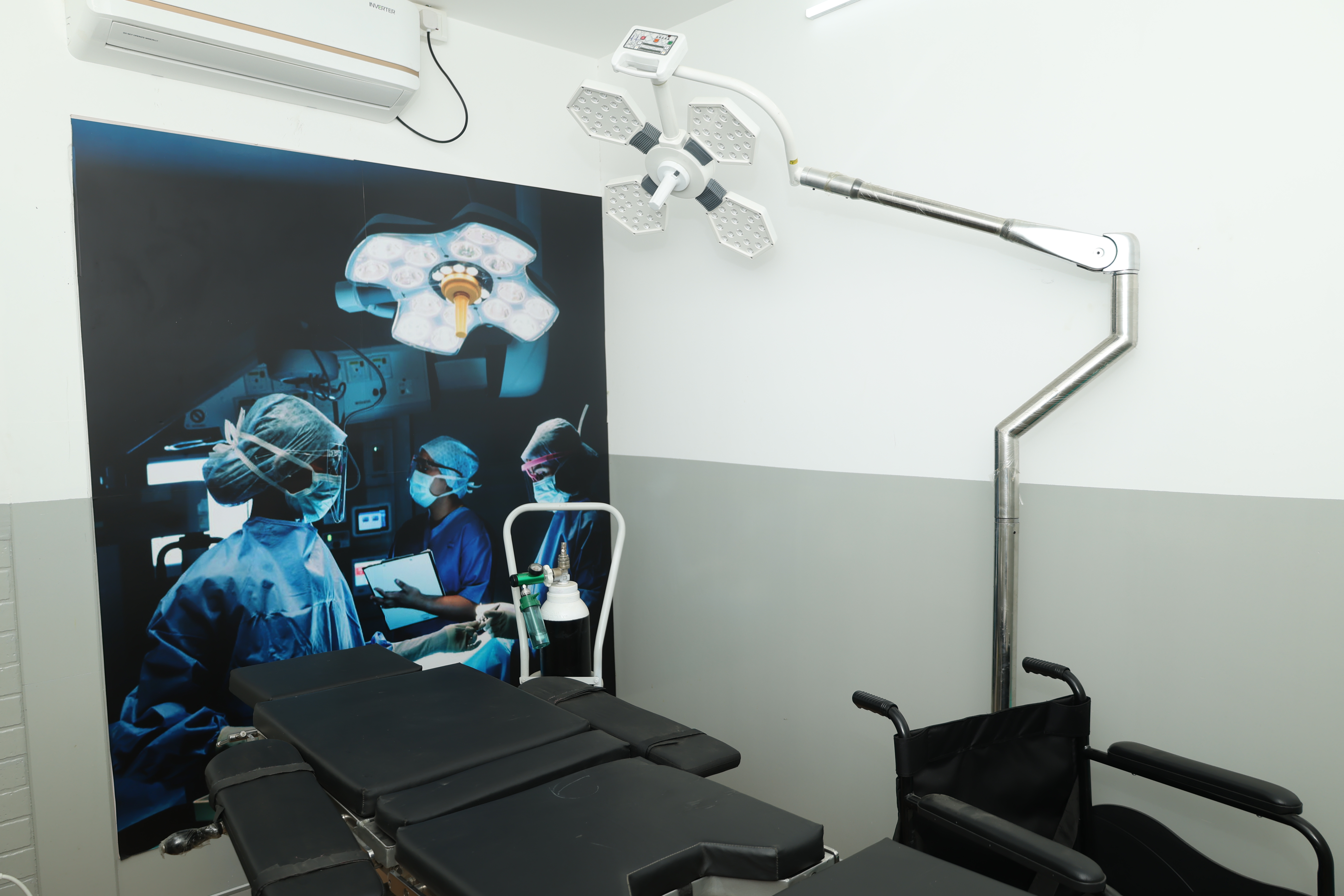 A treatment room set up for patient comfort